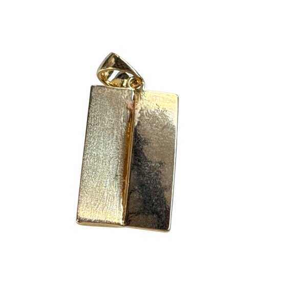Modern Gold Textured Rectangle Pendant Geometric Design Unisex Minimalist - Picture 10 of 16